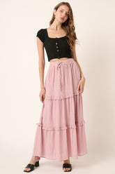 Mittoshop Women's High Waist Frill Skirt with Adjustable Drawstring